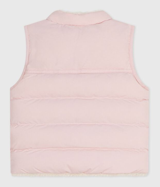 Baby's reversible sleeveless puffer jacket pink/ecru