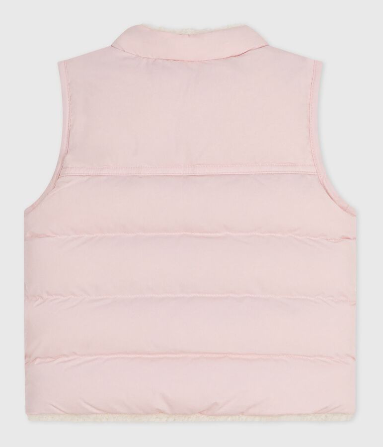 Baby's reversible sleeveless puffer jacket pink/ecru