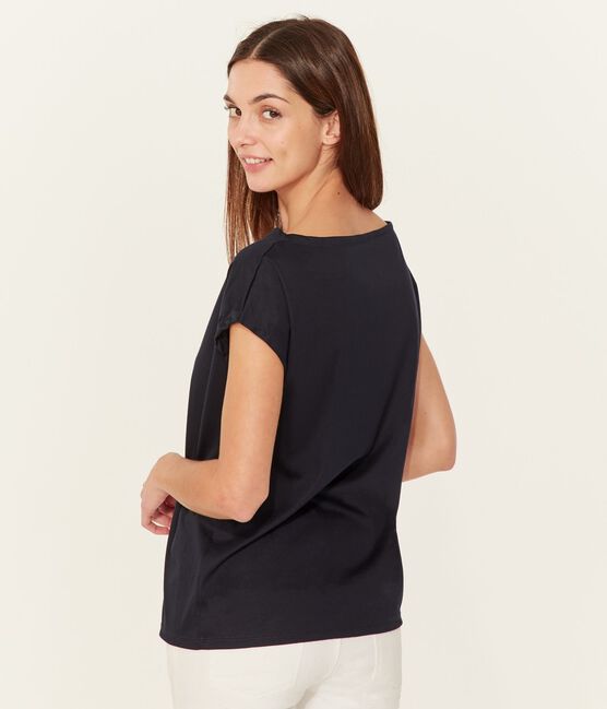 Women's Short-Sleeved Cotton Sea Island T-Shirt MARINE blue