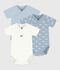 Pack of babies' short-sleeved printed cotton wrapover bodies multicolor