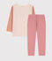 Children's Unisex Three-Tone Pinstriped Cotton Pyjamas SALINE pink/MULTICO white