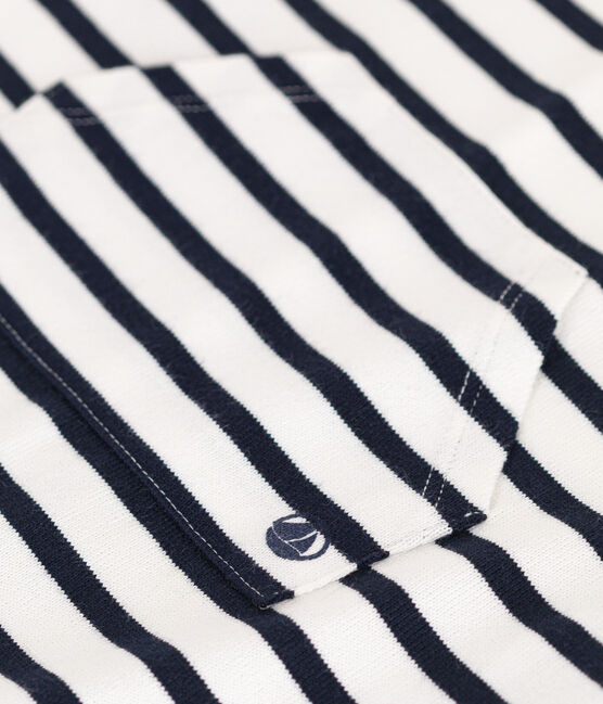 Babies' Striped Jersey Playsuit MARSHMALLOW white/SMOKING blue