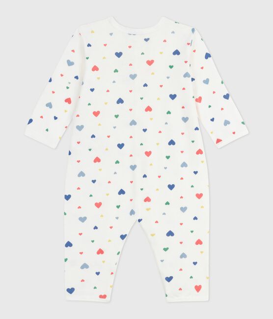 Babies' footless printed cotton pyjama suit MARSHMALLOW white/MULTICO white