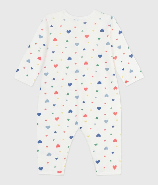 Babies' footless printed cotton pyjama suit white/multicolor