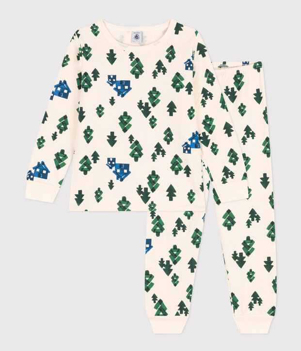 Children's Unisex Chalet Fleece Pyjamas Ecru/multicolor