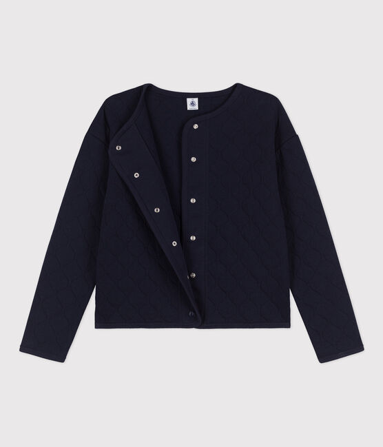 Women's Quilted Tube Knit Cardigan SMOKING blue