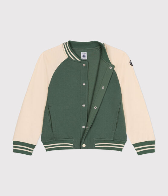 Boys' Fleece Baseball Jacket CROCO green/AVALANCHE