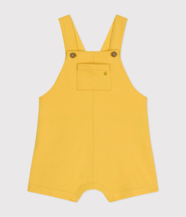 Babies' Short Lightweight Fleece Dungarees yellow