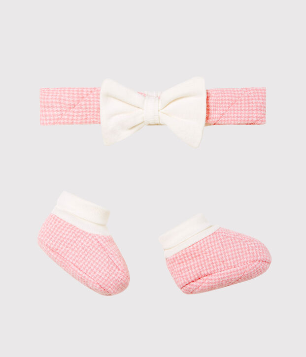 Baby Girls' Tube Knit Headband and Bootees Set multicolor