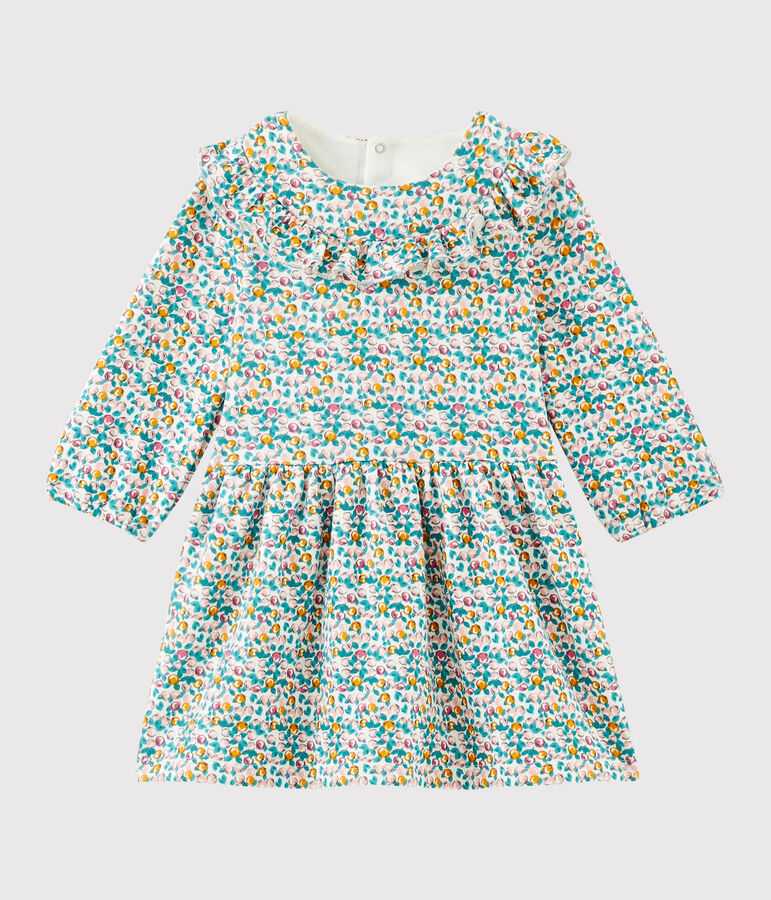 Baby girl's long-sleeved dress white/multicolor