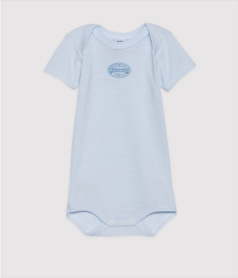 Baby boy short-sleeve bodysuit in milleraies stripe blue/white