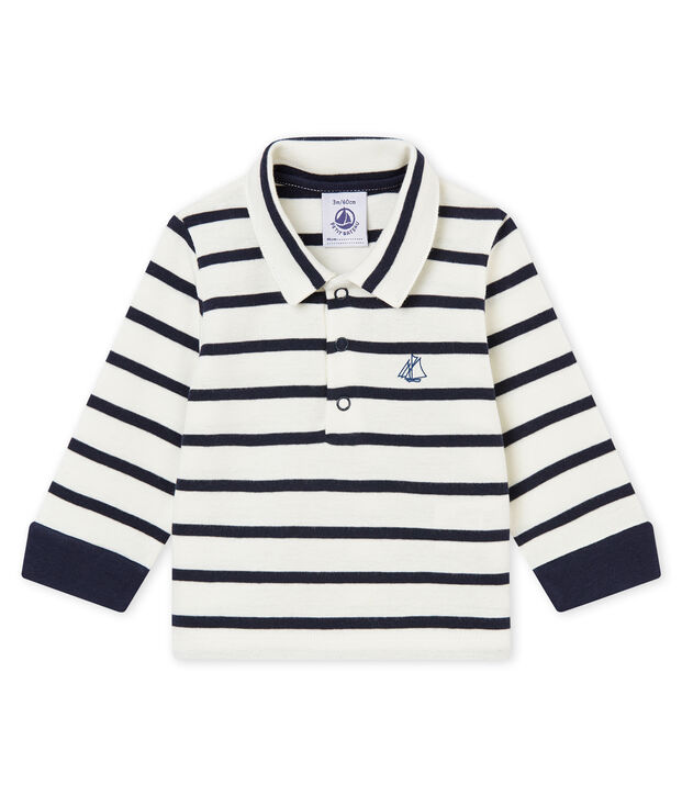 Baby boy's sailor striped polo shirt white/blue
