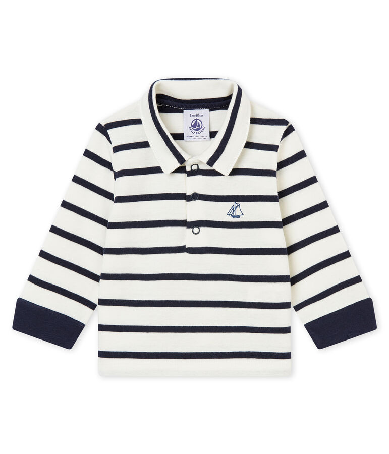 Baby boy's sailor striped polo shirt white/blue