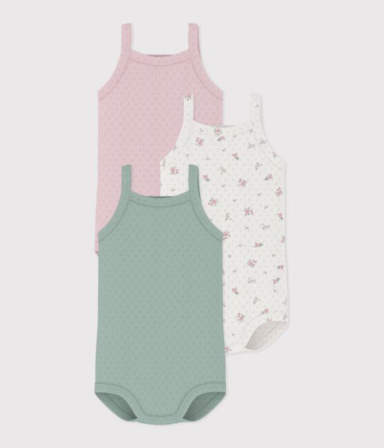 Pack of babies' openwork cotton bodies with straps variante 1