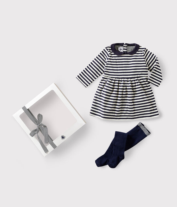 Babies' dress and tights gift set multicolor