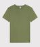 Women's short-sleeved plain cotton T-shirt OLIVINE green
