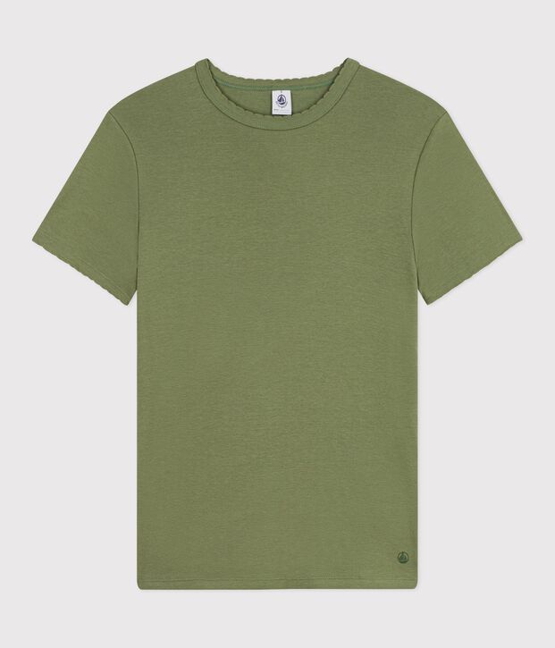 Women's short-sleeved plain cotton T-shirt green