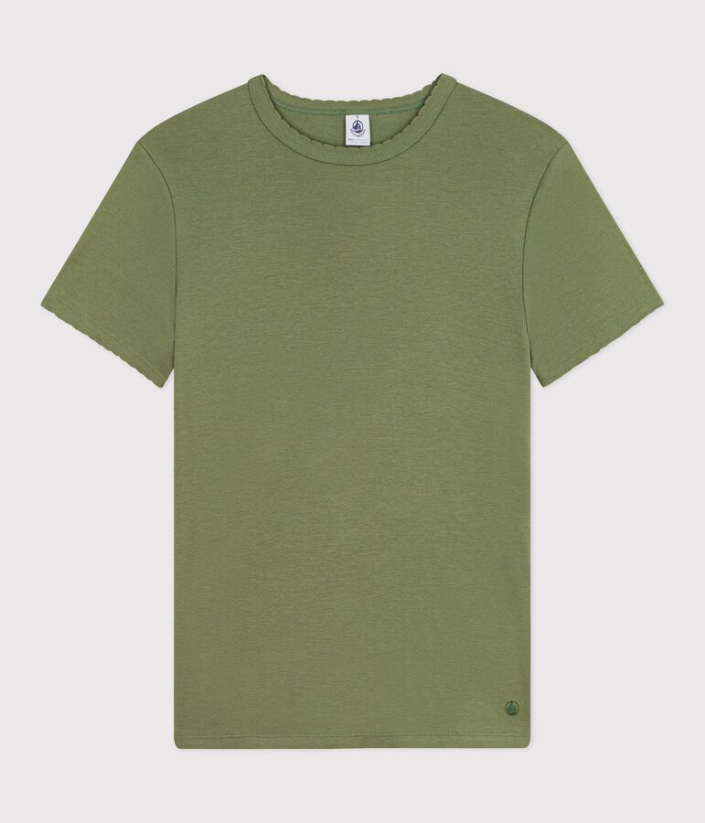 Women's short-sleeved plain cotton T-shirt green