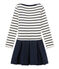 Girl's dual fabric dress COQUILLE beige/SMOKING blue