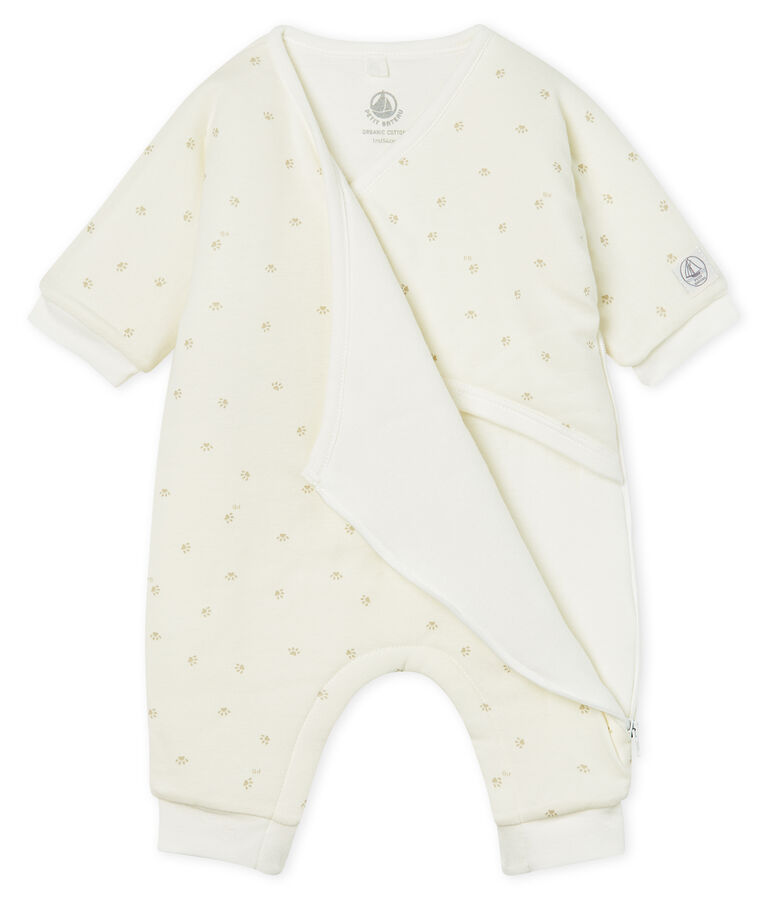 Babies' Long Jumpsuit in Padded Rib Knit MARSHMALLOW white/SOURICEAU CN grey