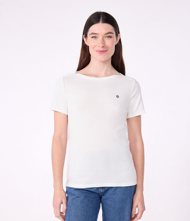 Iconic Women's Admiral Collar Cotton T-Shirt white