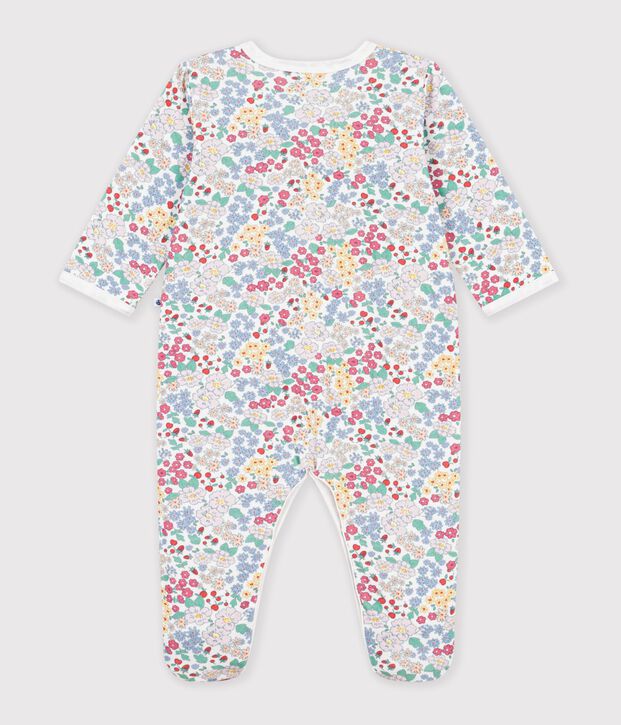Babies' flower-print tube knit pyjama suit white/multicolor