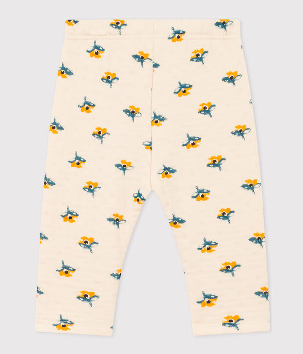 Babies' Patterned Quilted Tube-Knit Trousers Ecru/multicolor