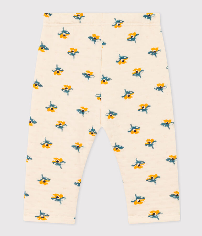 Babies' Patterned Quilted Tube-Knit Trousers Ecru/multicolor