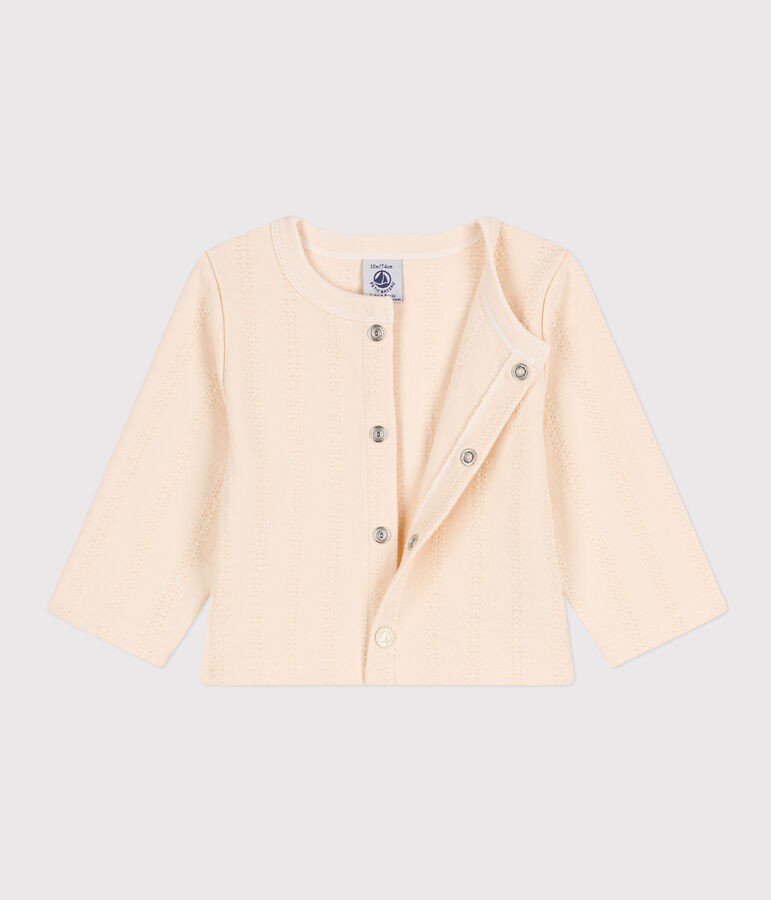 Babies' Fancy Stitch Jersey Cardigan Ecru
