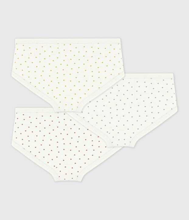 Pack of children's high-waisted heart-print cotton pants multicolor