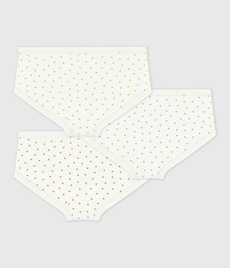 Pack of children's high-waisted heart-print cotton pants variante 1