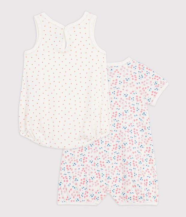 Pack of babies' short printed cotton jumpsuits multicolor