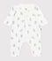 Babies' footless rabbit print cotton pyjama suit MARSHMALLOW white/GRIS grey