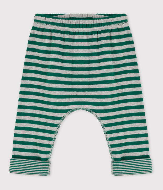 Babies' Stripy Tube Knit Trousers green/grey