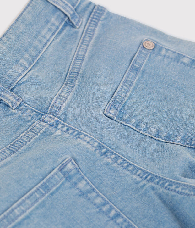 Girls' Organic Light Denim Flared Trousers blue