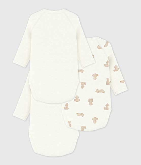 Pack of babies' long-sleeved printed cotton wrapover bodies variante 1
