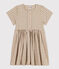 Girls' Short-Sleeved Seersucker Dress MARECAGE /SALINE