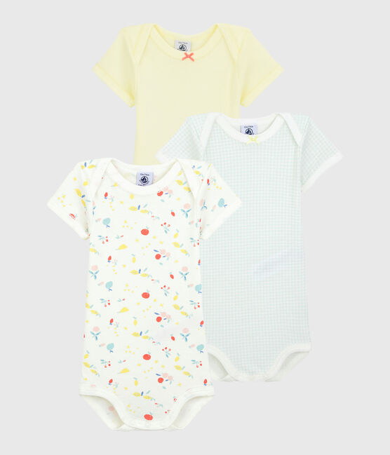 Baby Girls' Short-Sleeved Springtime Organic Cotton Bodysuits - 3-Pack variante 1