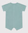Babies' short-sleeved plain cotton towelling playsuit with a badge PAUL green