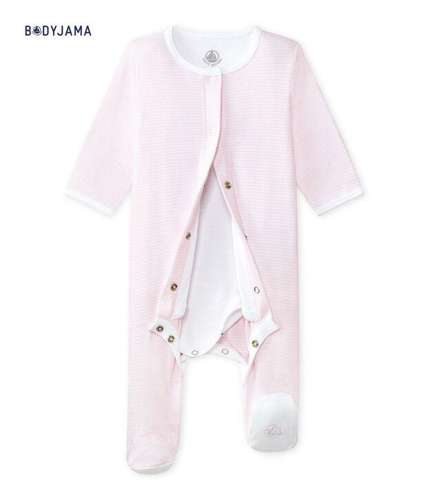 Unisex baby bodyjama pink/white