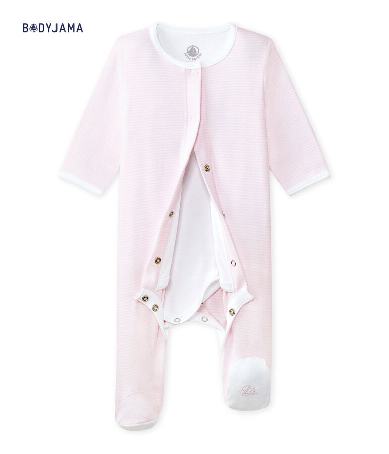 Unisex baby bodyjama VIENNE pink/ECUME white