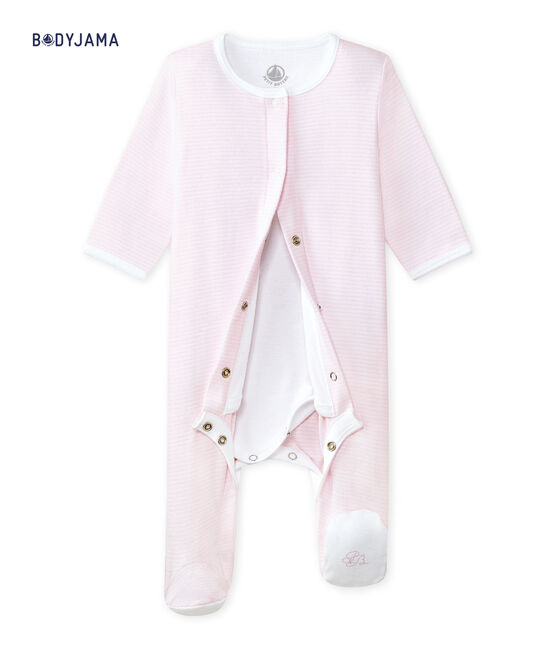 Unisex baby bodyjama VIENNE pink/ECUME white