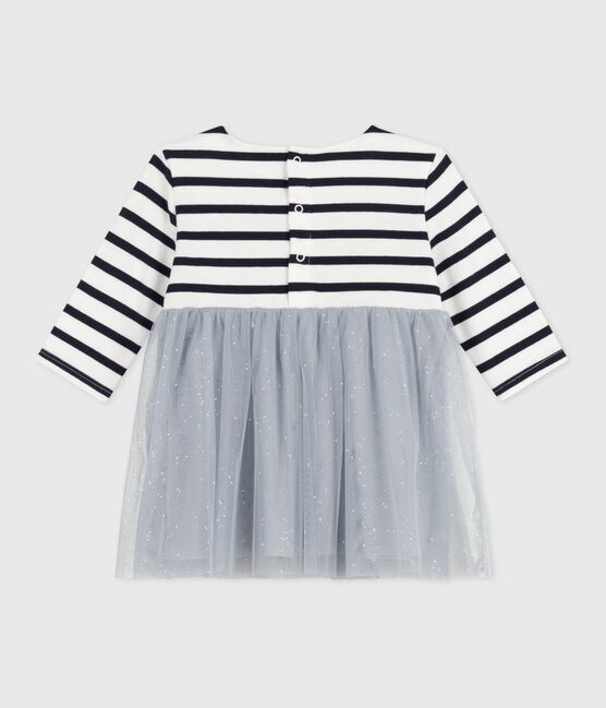 Babies' long-sleeved dress in two materials CO2 /MULTICO