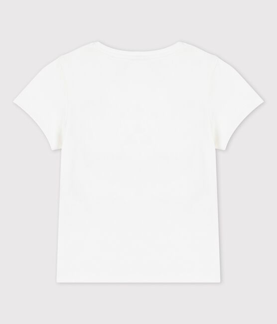 Girls' Short-Sleeved Cotton T-Shirt MARSHMALLOW white