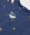Babies' short-sleeved seagull-print cotton T-shirt blue/multicolor