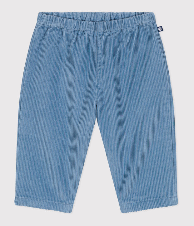 Babies' plain corduroy trousers blue