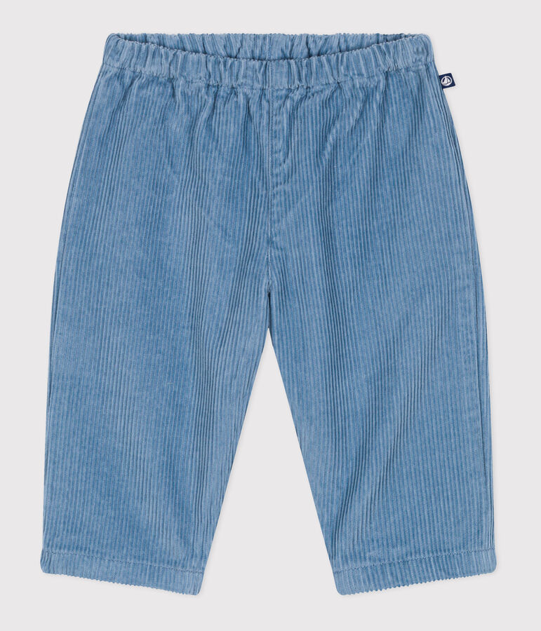 Babies' plain corduroy trousers blue