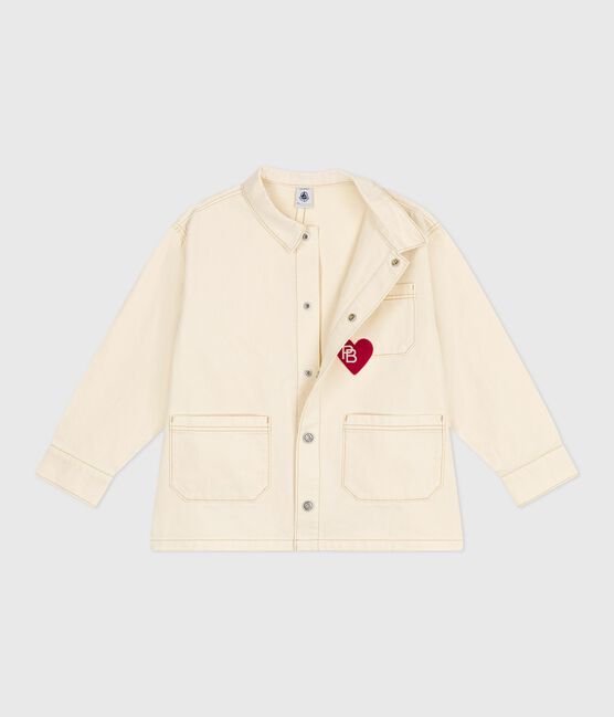 Children's plain denim jacket MILK Ecru