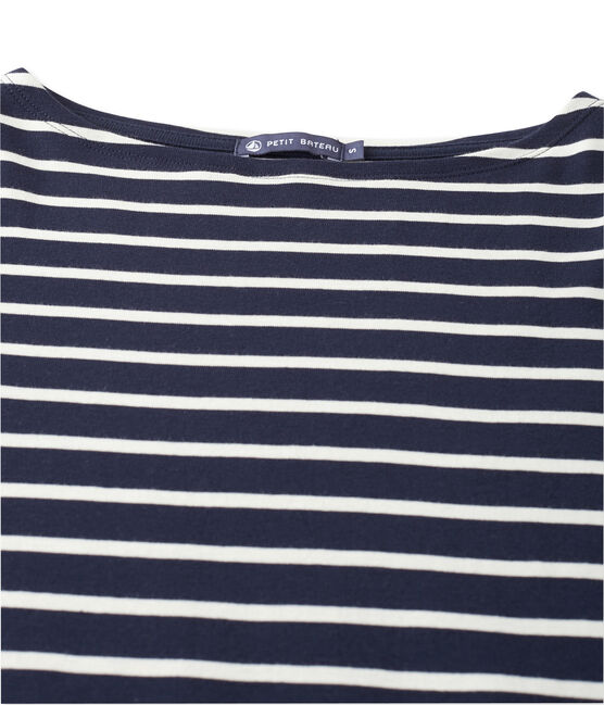 Striped mixed T-shirt SMOKING blue/COQUILLE beige