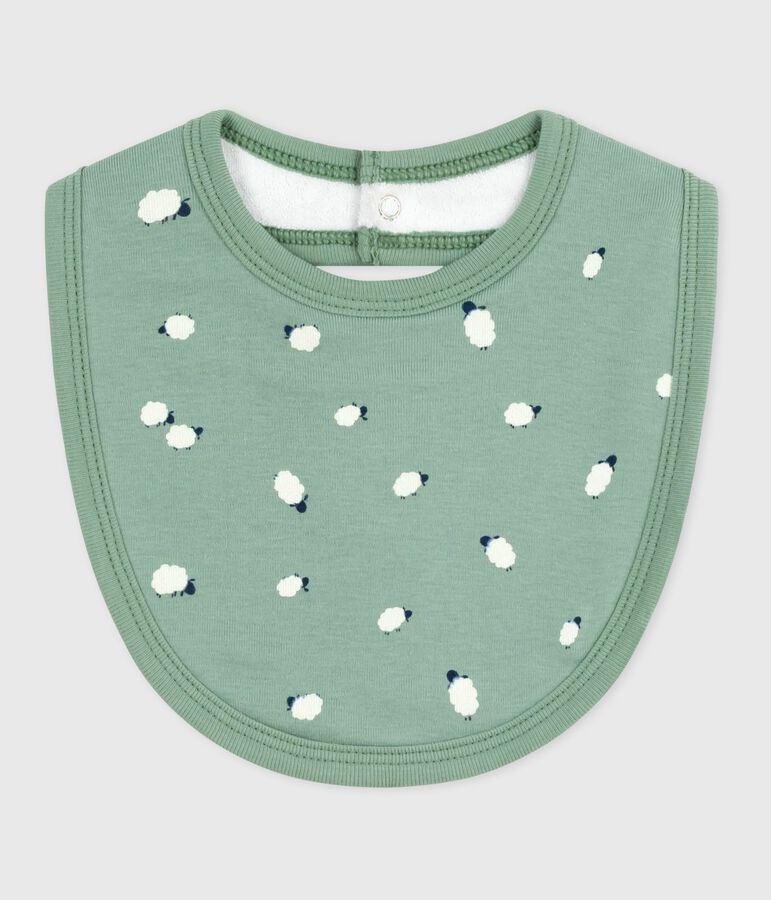 Newborn babies' printed cotton bib green/multicolor
